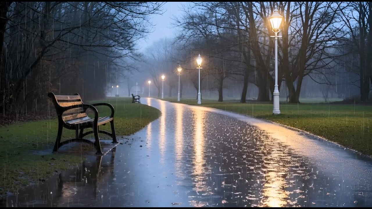 Ночная прогулка в парке в дождь 🌧️