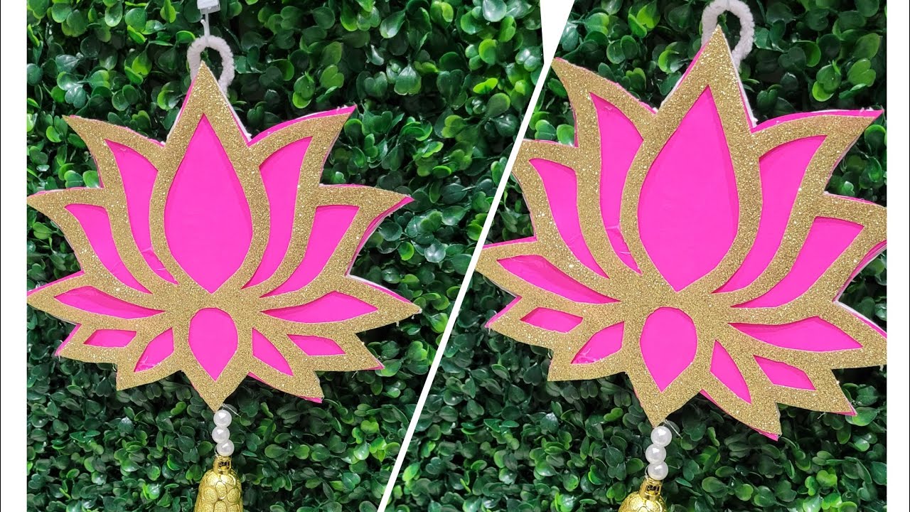 Diy How to make lotus hanging for decoration / Lotus hanging for traditional pooja backdrop