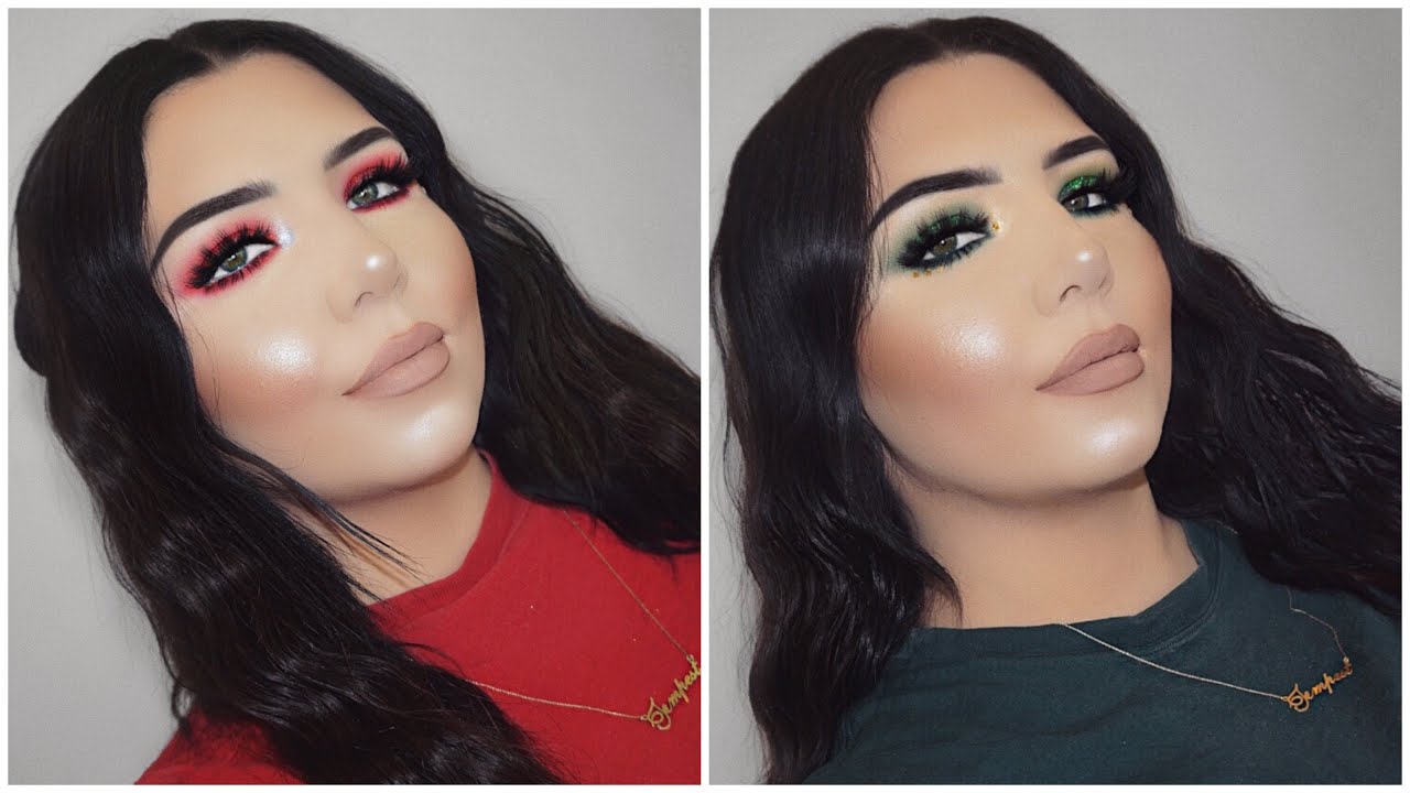 2 Easy Last Minute Festive Holiday Makeup Looks - Red & Green Eyeshadow + GIVEAWAY | Tempest Taylor