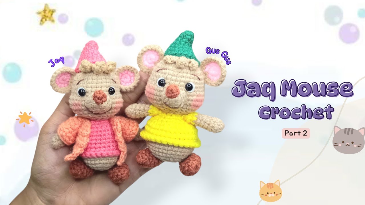 Jaq mouse from Cinderella crochet (2/3) | Mini Doll Crochet | Cinderella