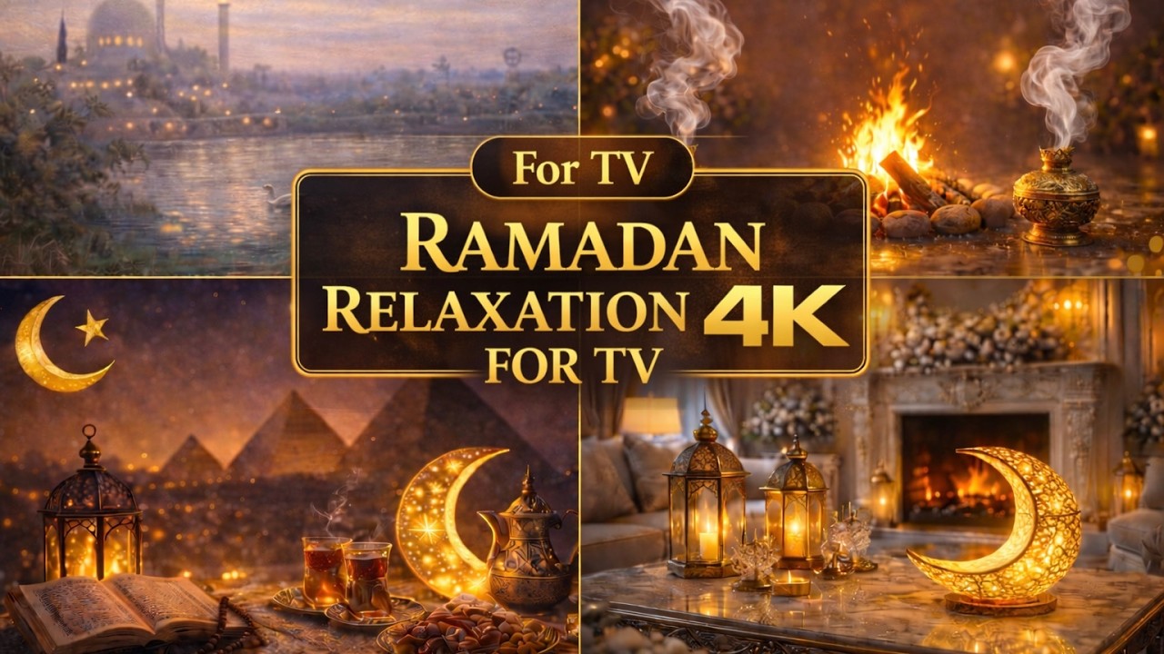 Ramadan Meditation Ambience 4K, Fireplace, Lanterns & Candlelight | Relaxing Islamic TV Art (1 Hour)
