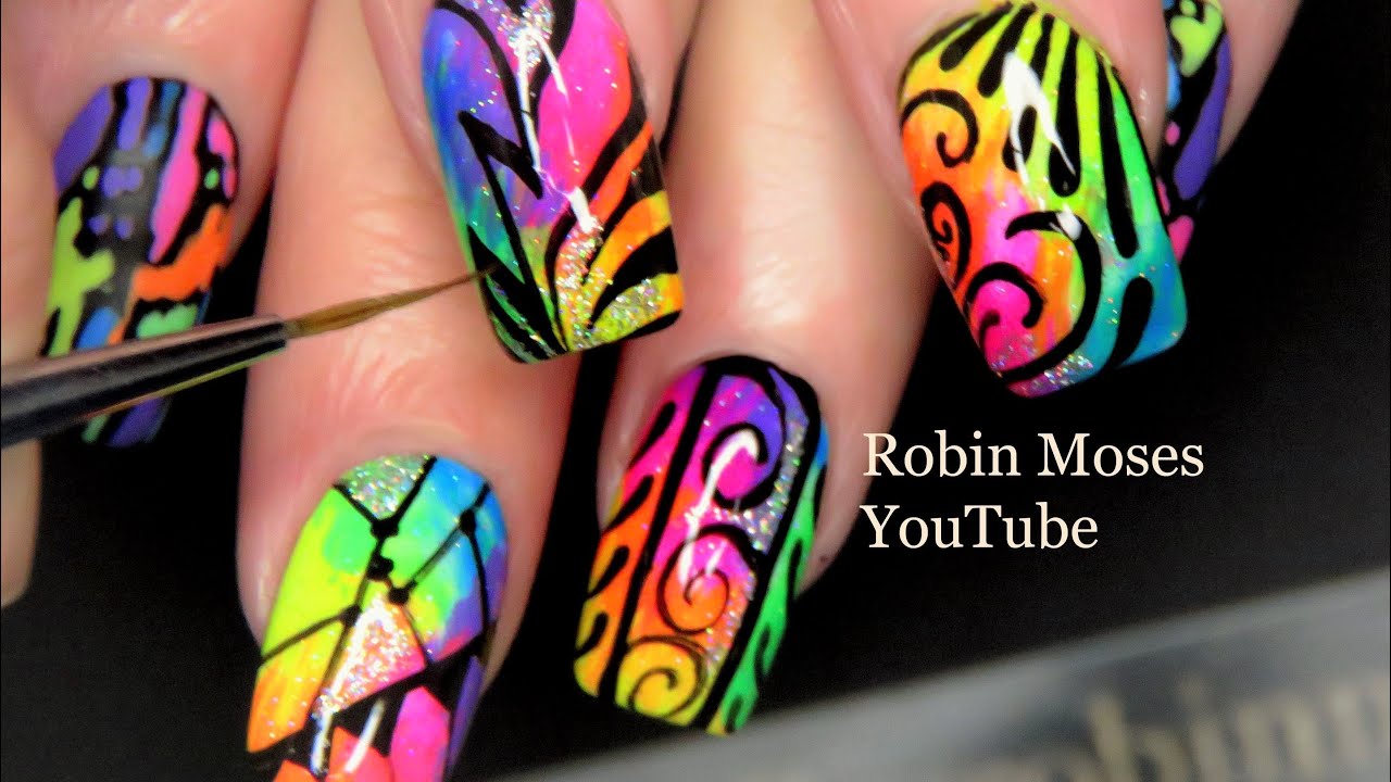 Abstract Neon Nails | Rainbow Nail Art Design