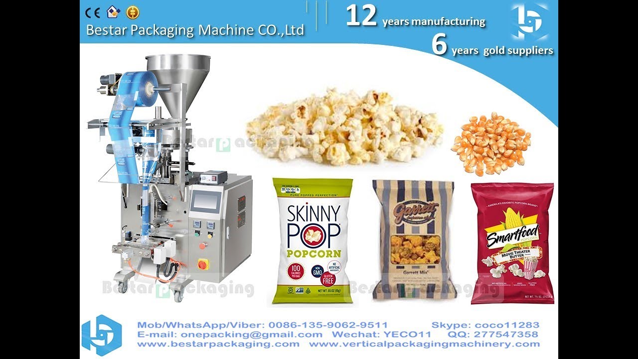 Hot !Bestar popcorn packing machine low cost snacks packaging machine with hanging hole