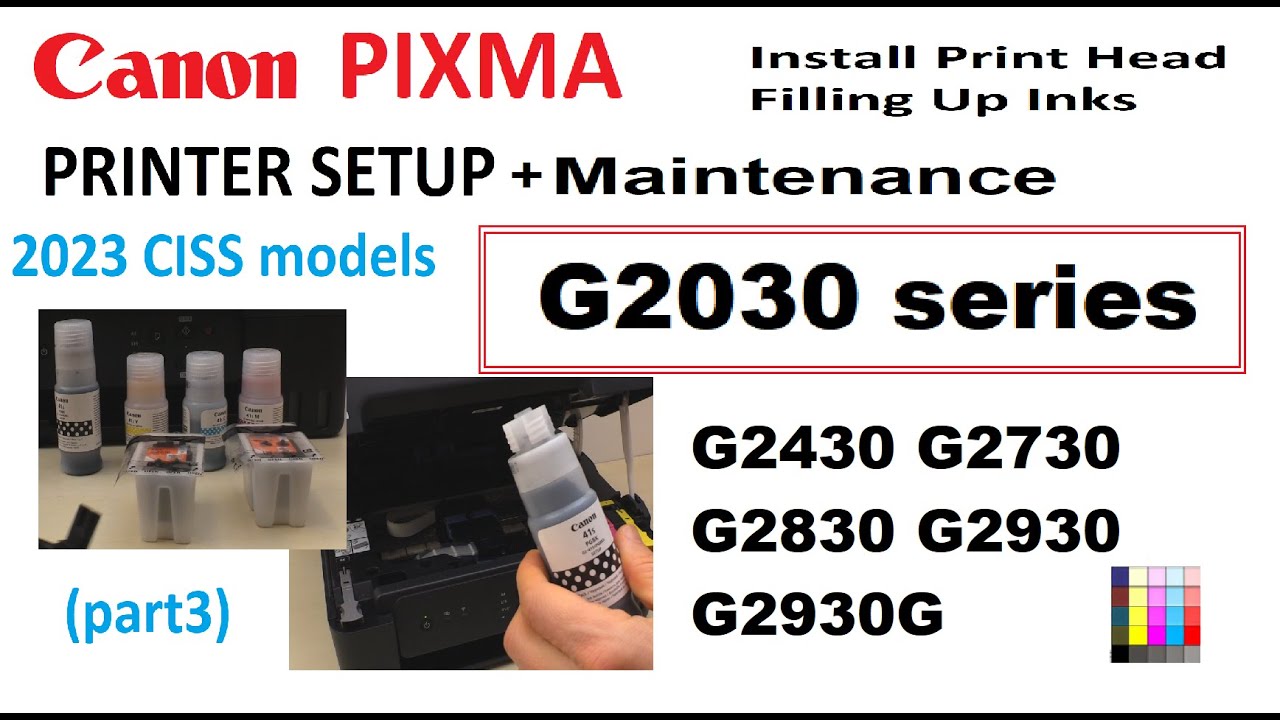 Настройка принтера Canon PIXMA G2430 G2730 G2830 G2930 G2930G (часть 3) Настройка чернил и печата...