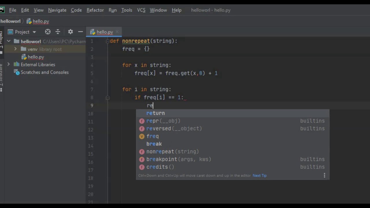 Python — первый неповторяющийся символ