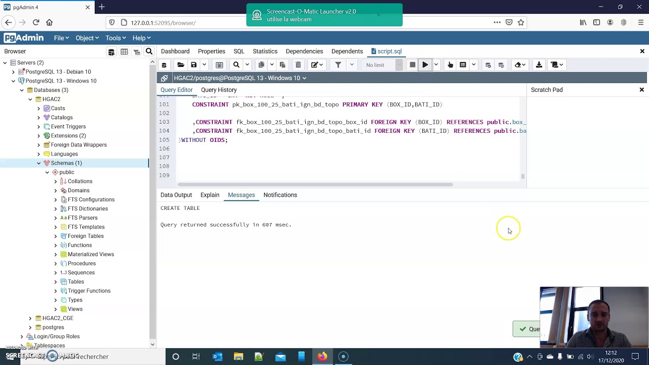 PostgreSQL/PostGIS n°2 - Créer la structure de la base de données avec pgAdmin 3.29