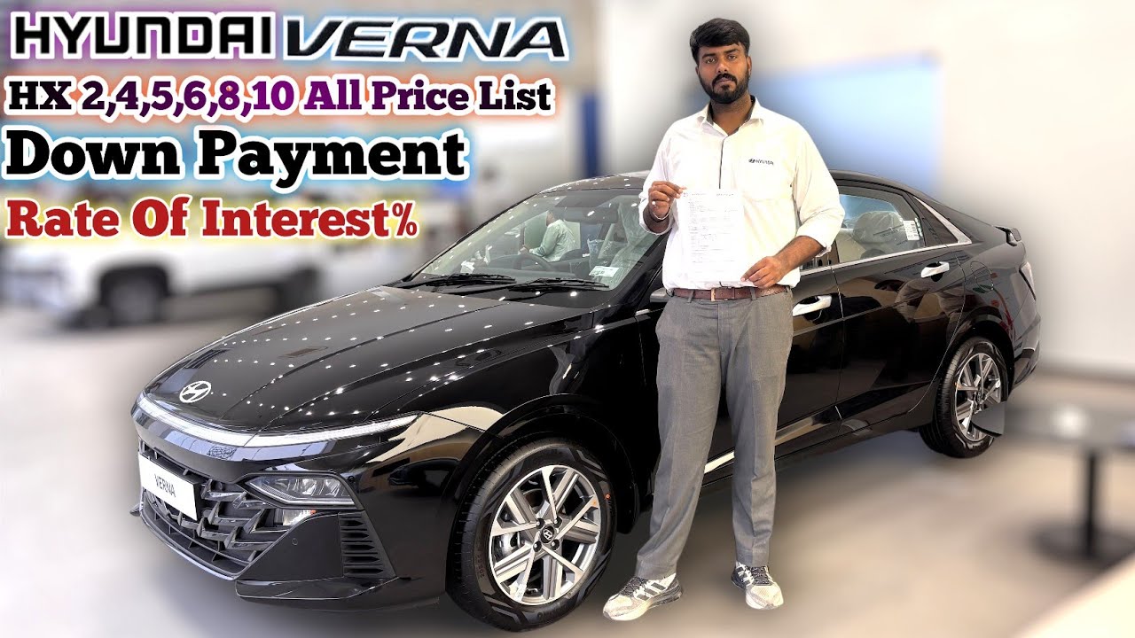 Hyundai Verna 2026 New Facelift || HX 2,4,6,6+,8,10 All Price List | Down Payment & Rate Interest %