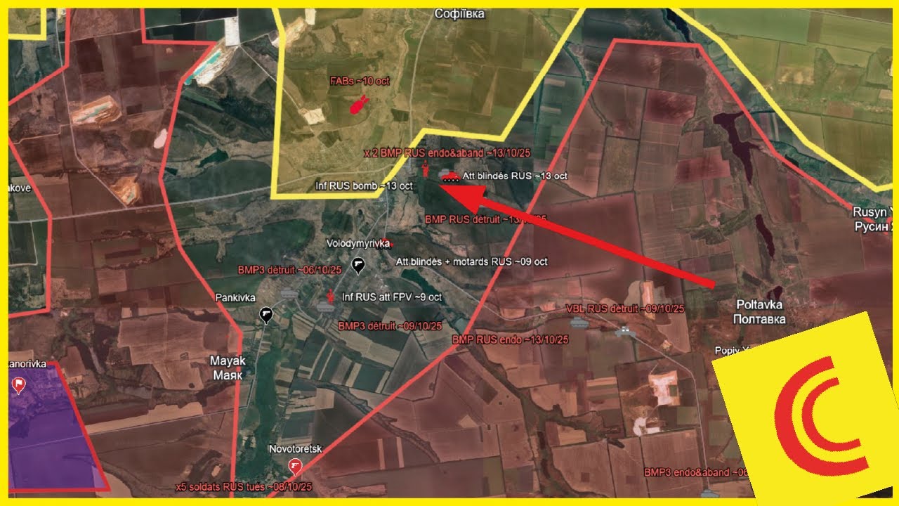 Conflit Ukraine 14/10/25 : RUS lancent un assaut m&eacute;canis&eacute; sur Shakovhe (Nord de Pokrovsk)