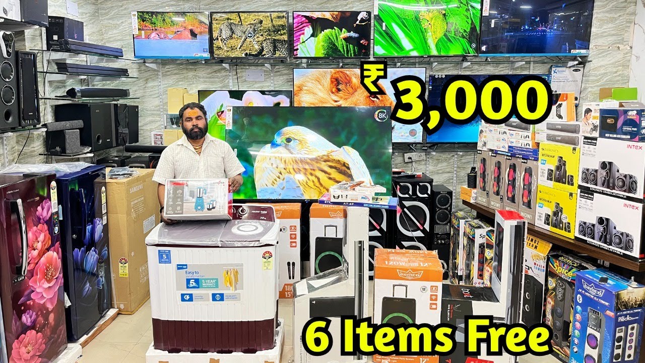 Hyderabad Koti Electronics Market Low Price Smart + Andriod TV, Speakers, Sound Boxes | 6 Items Free
