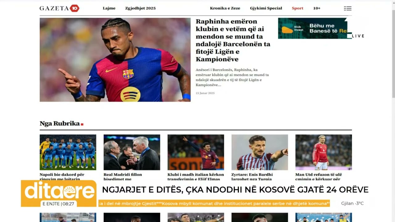 Ngjarjet e dit&euml;s, &ccedil;ka ndodhi n&euml; Kosov&euml; gjat&euml; 24 or&euml;ve t&euml; fundit?