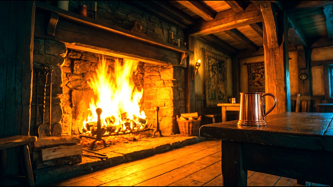 Green Dragon Cozy Shire Tavern Ambience | Rain, Ale & Glowing Hearth