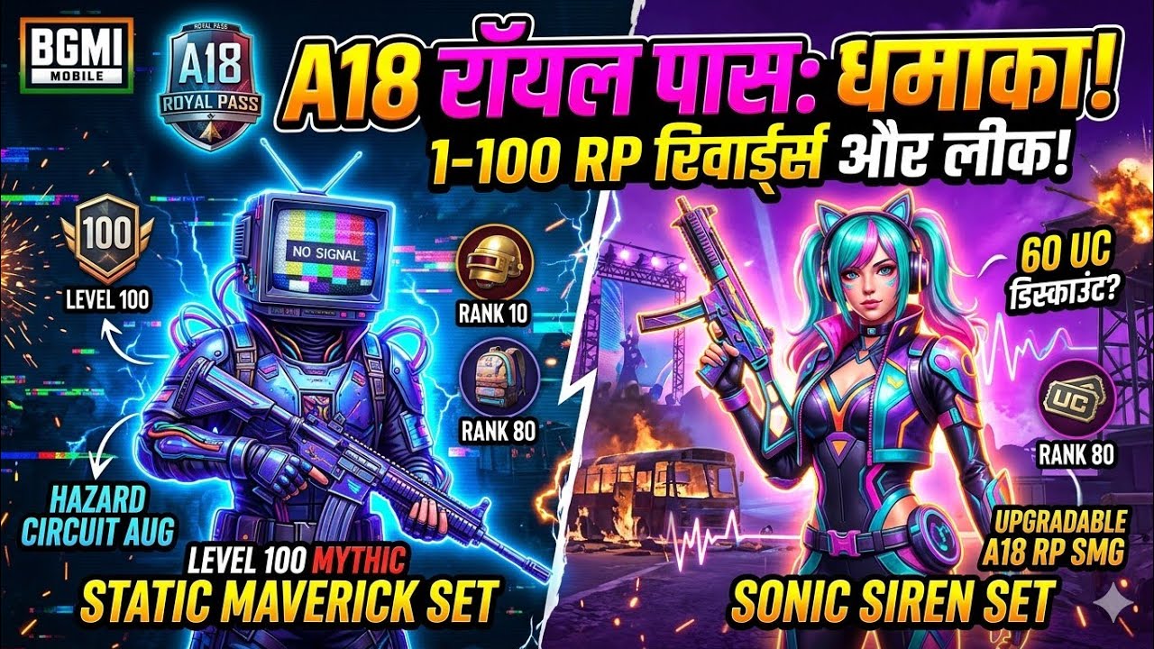 BGMI A18 Royal Pass: 1-100 RP Rewards Revealed! 😍 (CRT TV Mythic 🔥) #viral #pubgmobile #bgmi 