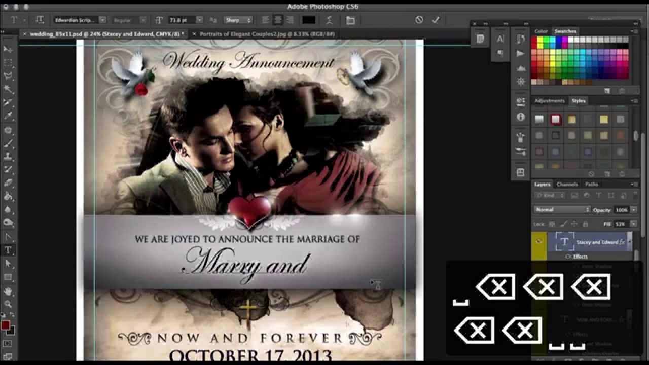 How to design Wedding Templates in 3 Sizes / Looks in Adobe Photoshop
