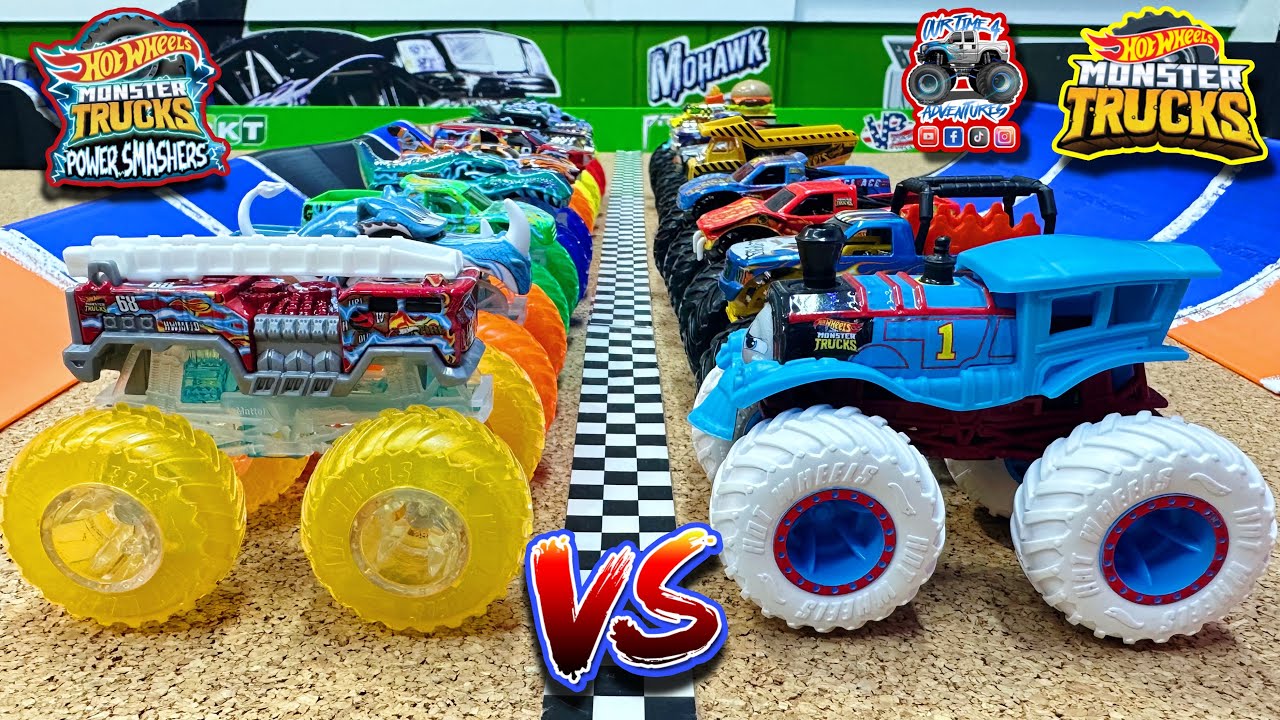 Toy Diecast Monster Truck Racing Tournament | Round #33 | Hot Wheels Mainlines 🆚 POWER SMASHERS