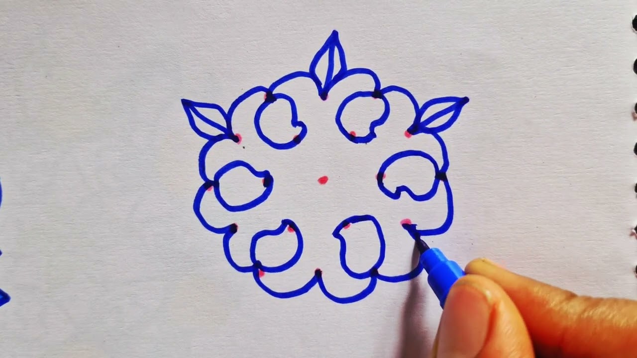 Ugadi Special 👌Beautiful😍5 dot  mango design rangoli 🥭 | Ugadi muggulu #viralvideo #ugadi