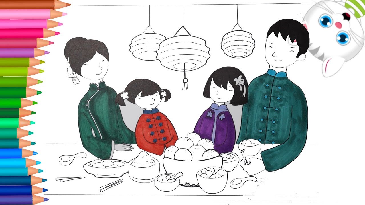 Cómo Dibujar y Colorear Familia china | Dibujos Para Niños con MiMi 😺 | Aprender Colores