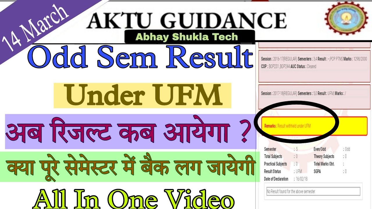 aktu odd sem result 2021-22 / altu latest update / aktu today news / aktu result under ufm
