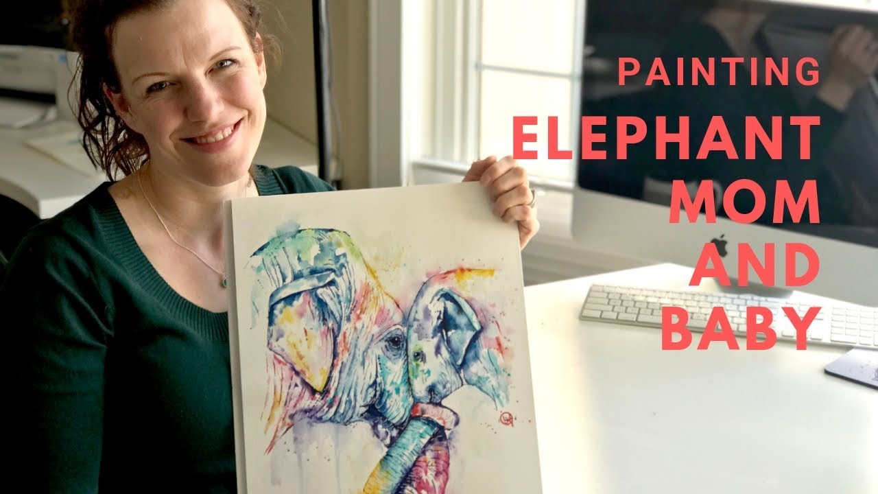 Elephants Motherly Love Watercolor Painting - Time Lapse Painting By Lisa Whitehouse