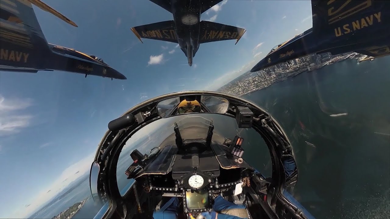 US Navy Blue Angels Over Seattle - Amazing Cockpit View