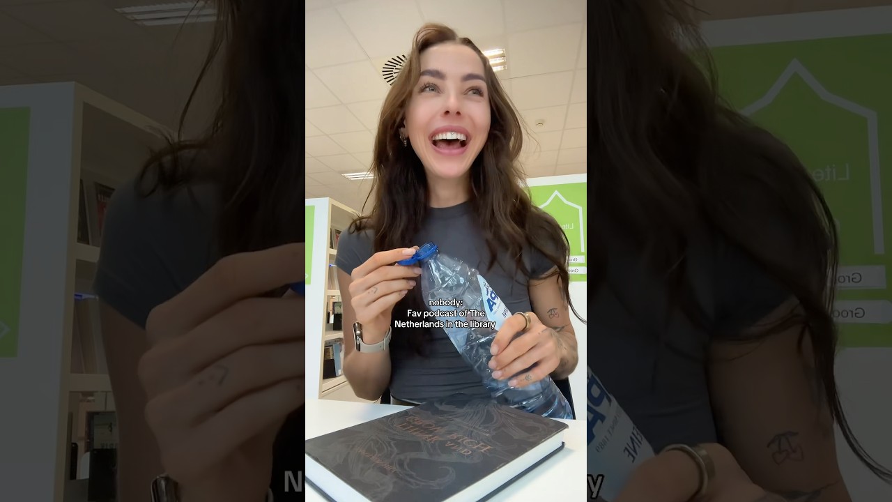 Dutch girl in the library with the best podcast of holland🤣 #podcast #dutch #nederlands #dutchgirl