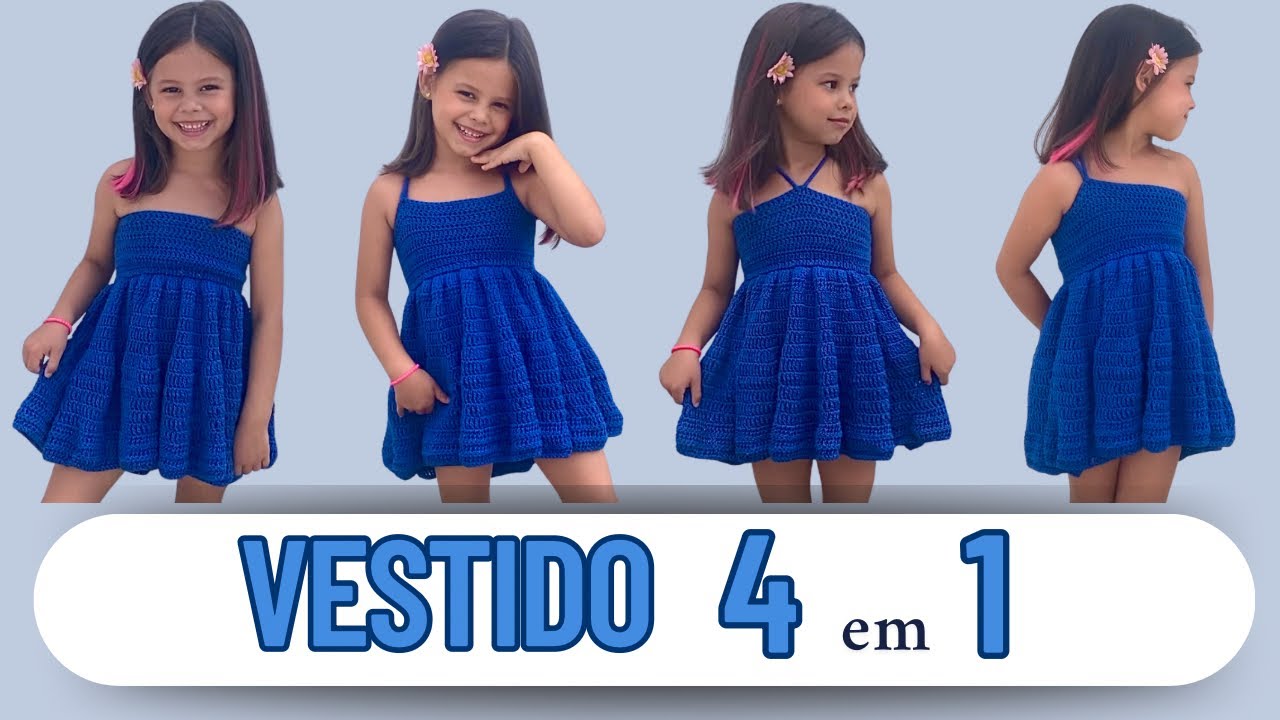 Vestidinho em Crochê 4 em 1 SUMMER Manu [PASSO A PASSO EM CROCHET) with explanation in English
