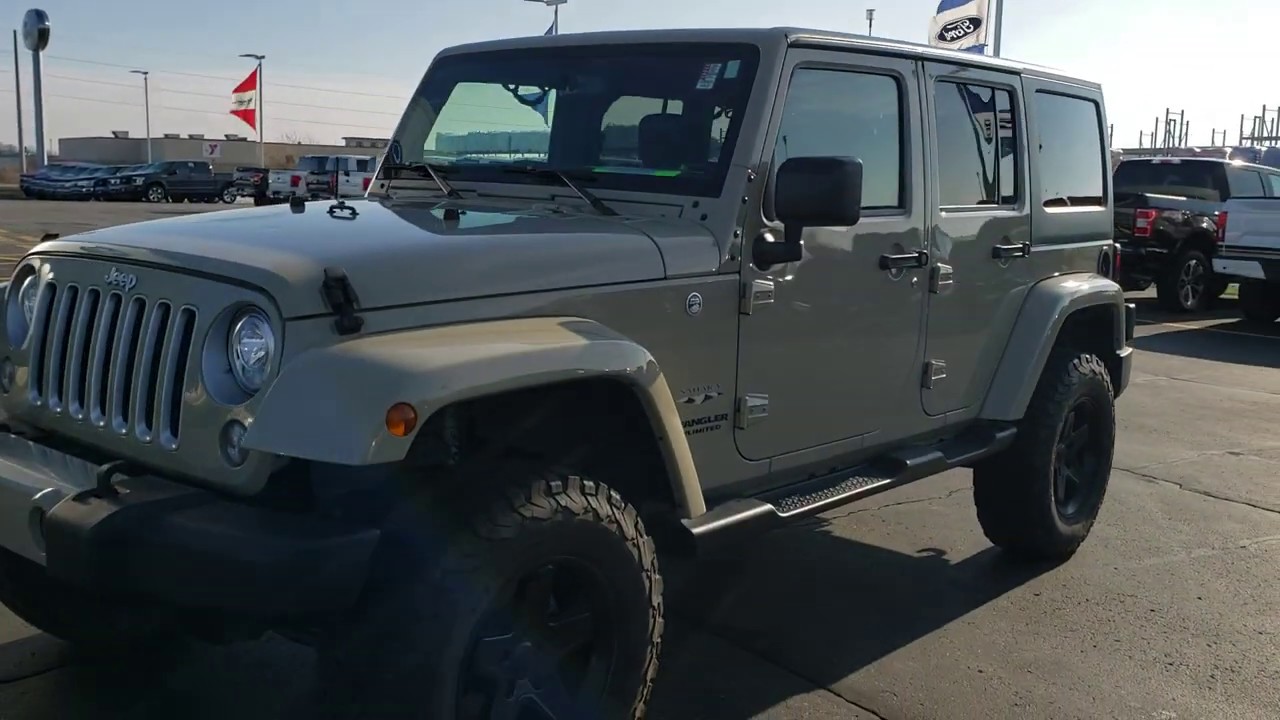 2017 JEEP WRANGLER 4 DOOR UNLIMITED SAHARA GOBI OLIVE GREEN LEATHER WALK AROUND REVIEW 406X SOLD!