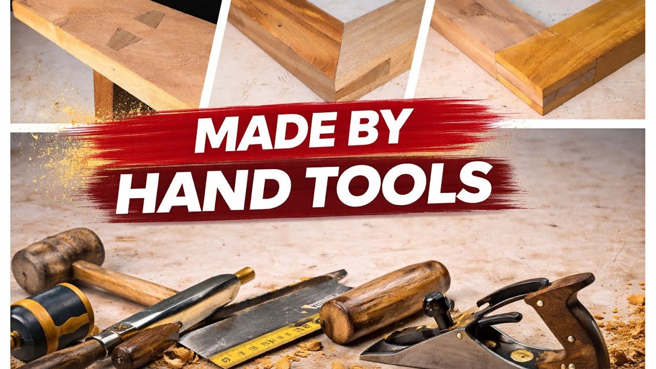 Old school method perfect wood joint made by hand tools 