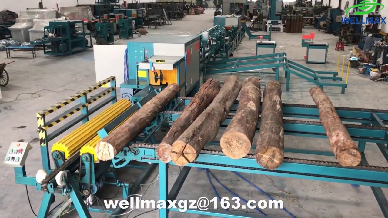 Automatic round log sawmill production line,log cutting machine,multiple blade rip sae machine