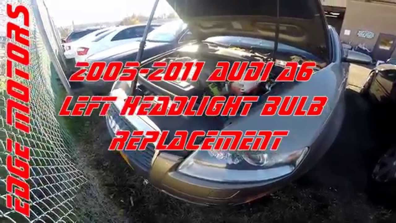 Замена лампы левой фары Audi A6 2005–2011 годов в компании Edge Motors
