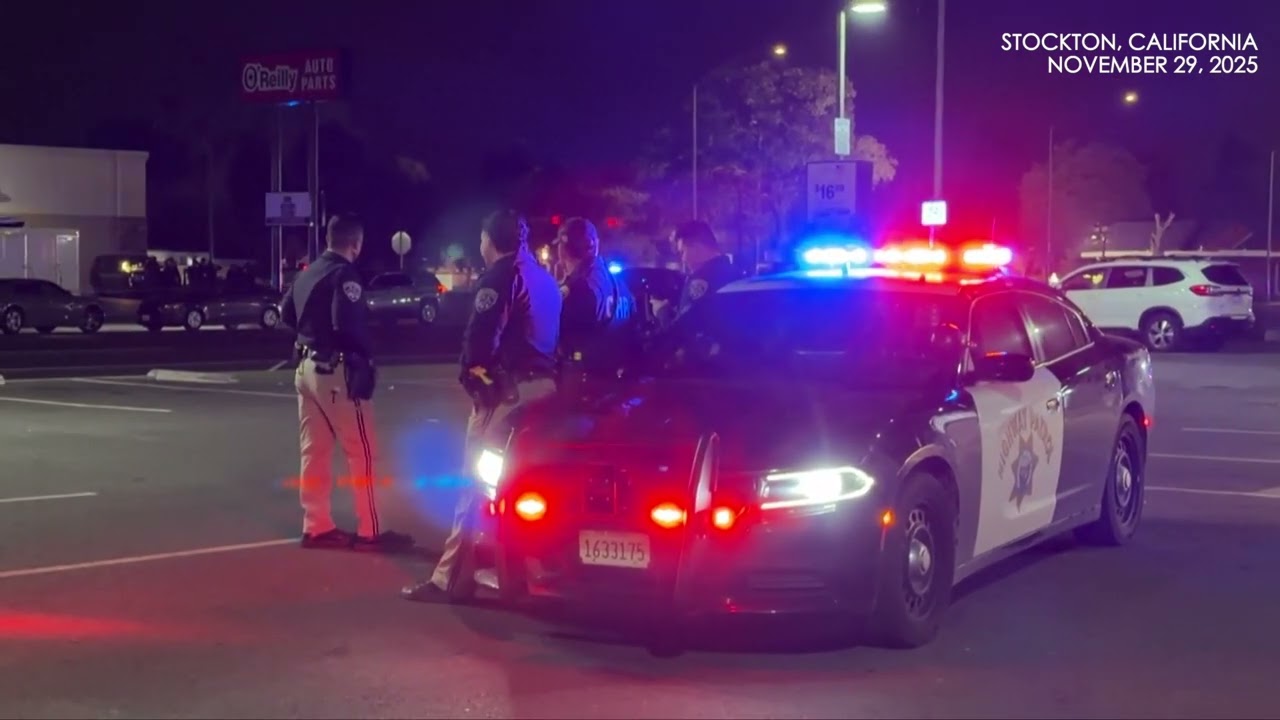 SCENE Police cordon off area after shooting at family gathering in Stockton, California; four killed