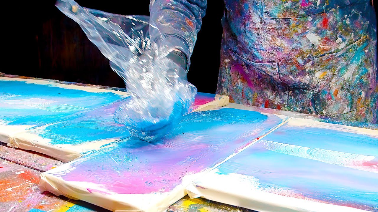 Simple Abstract Painting demonstration in Acrylics | Caeruleum