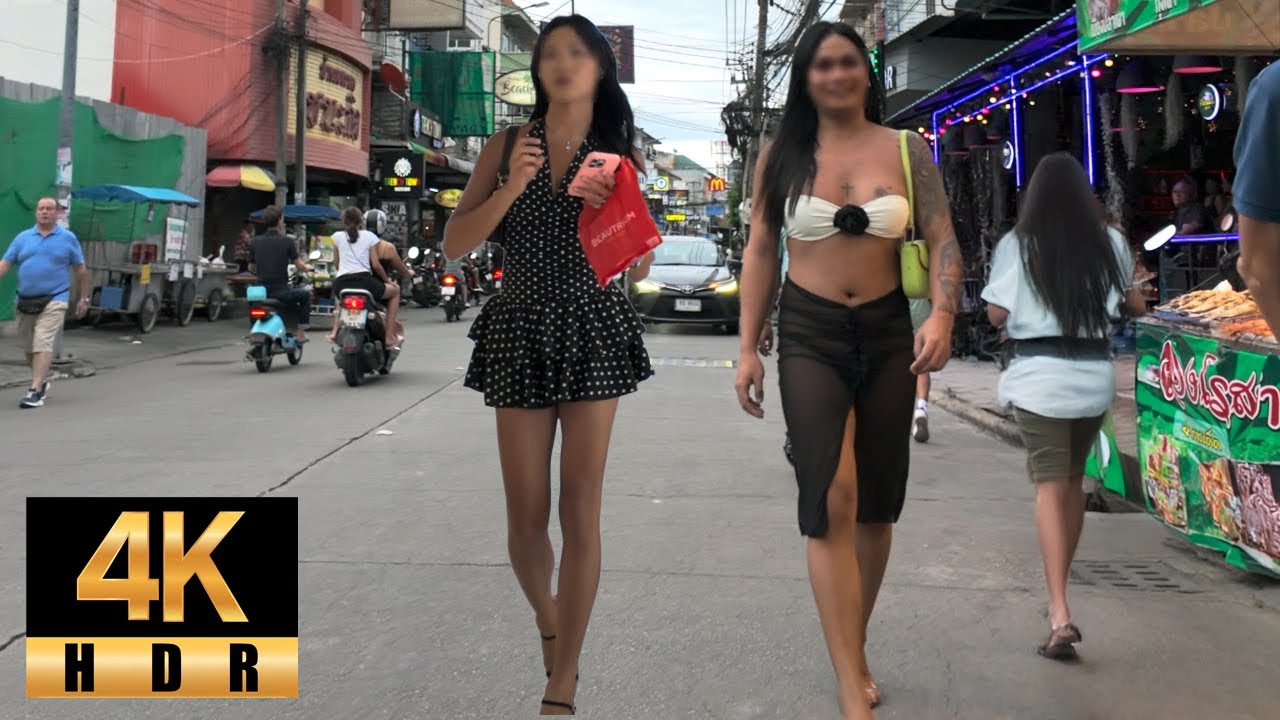 Pattaya 4K Walk Soi BuaKhao, TREE TOWN, Lady & Boy in Evening. Thailand 2025.