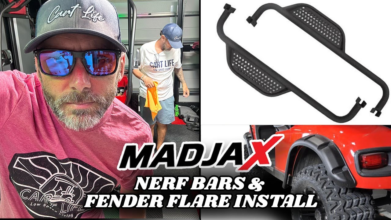 EP42 - MadJax Nerf Bar and Fender Flare install on our Ultimate Club Car Tempo Gas Golf Cart Build!