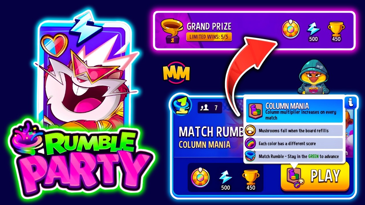 x5 PARTY RUMBLE with OP CUPID 🔥 x5 SUPER INTENSE RUMBLE on COLUMN MANIA
