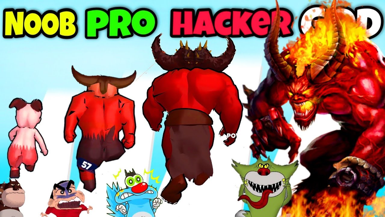 NOOB vs PRO vs HACKER vs GOD In Monster Evolution Run | Oggy, Jack, Shinchan, Bob || Daddy Gaming
