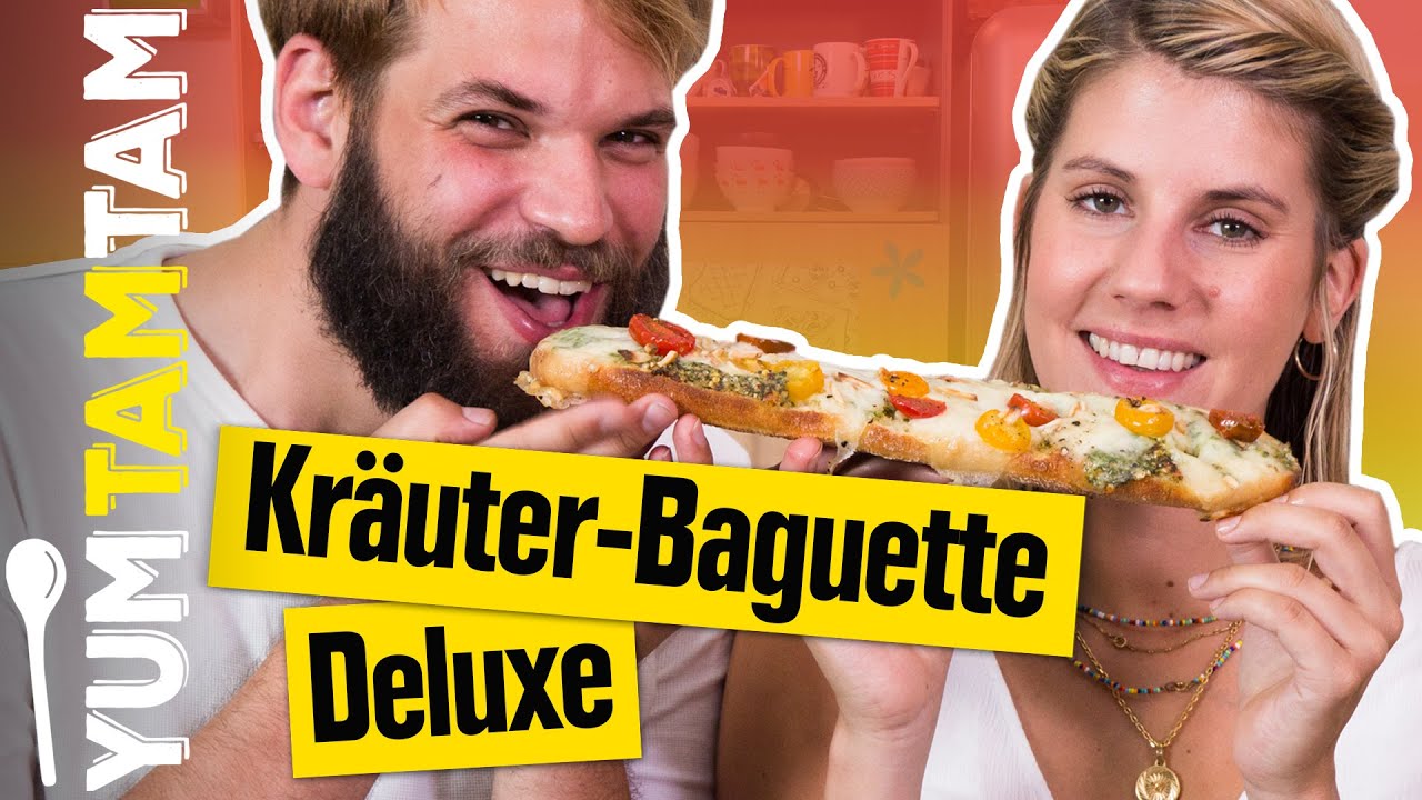 Kräuter-Baguette Deluxe // Pesto-Tomaten-Baguette zum Grillen // #yumtamtam