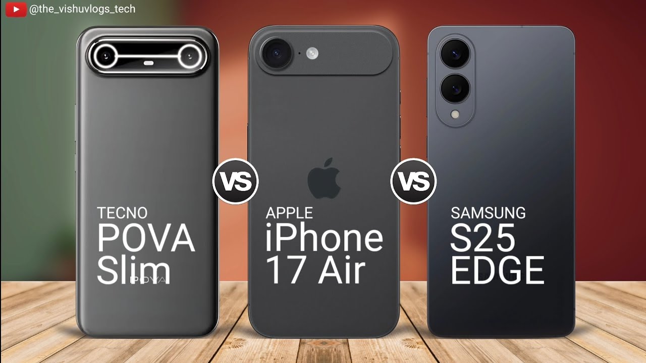 Tecno Pova Slim vs iPhone 17 Air vs Galaxy S25 Edge 🔥📱 World's Slimmest Smartphone? ⚡ which is Best?