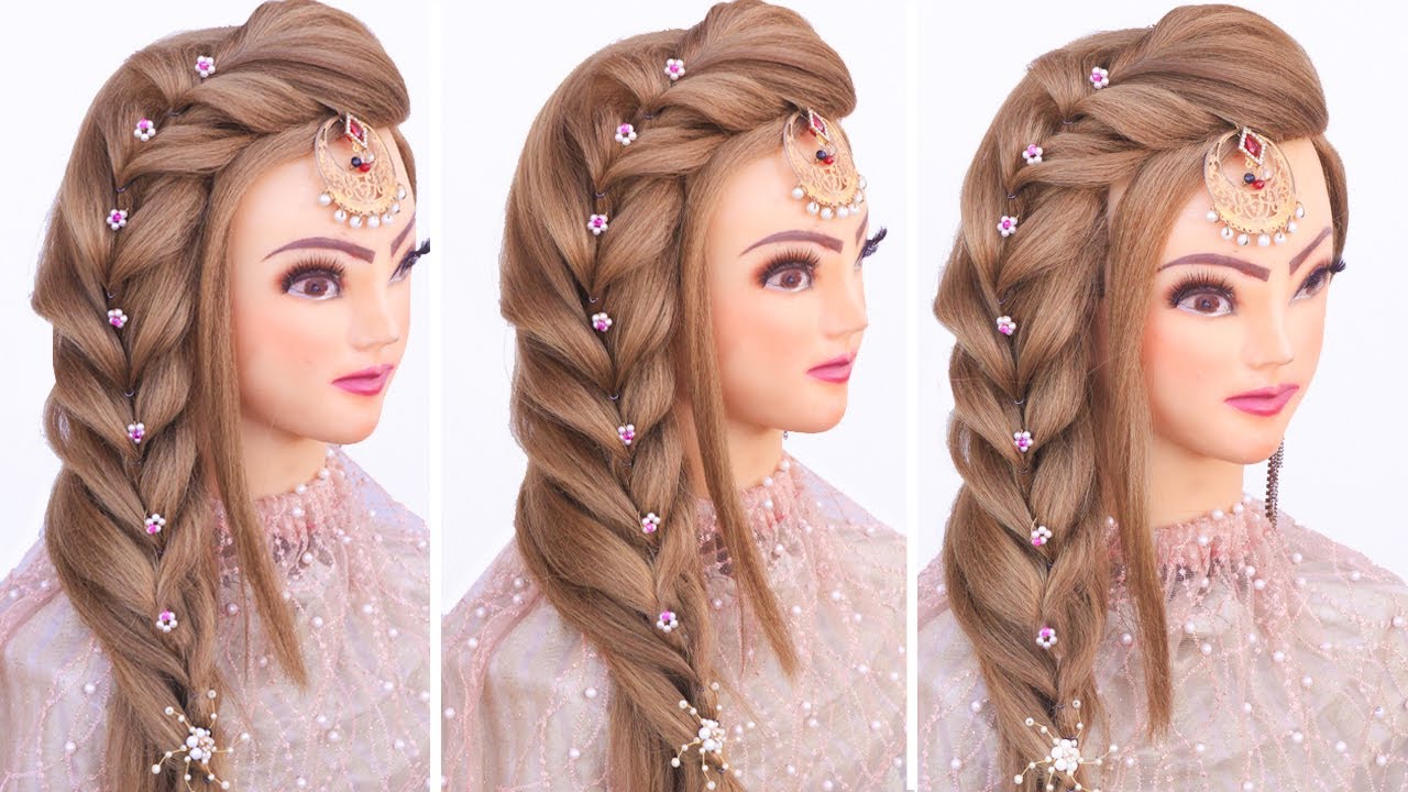 wedding hairstyles for long hair l bridal hairstyles kashee's l engagement look l messy braid