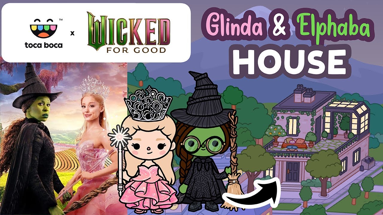 WICKED Glinda Elphaba House Dorm Bedroom Pink Green Witch Cute Toca Boca World #TocaBocaxWicked