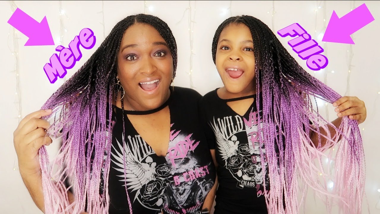 NOTRE COIFFURE GIRLY D'ETE MERE FILLE ,Tuto tresses Box braids ombré Amazon