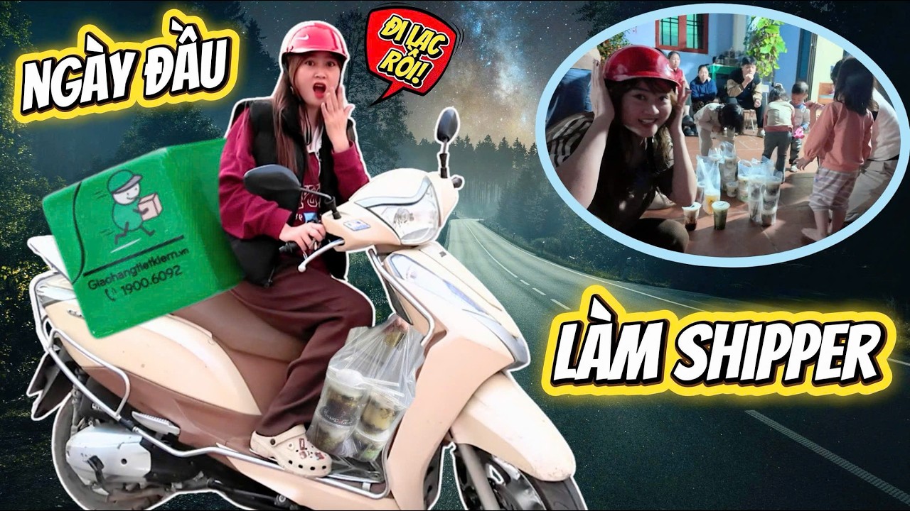 Hà Hí Thử Thách Làm Shipper Nuôi Mint Vy Ăn Học, Lần Đầu Giao Hàng Bị Lạc Giữa Đồng Hoang Trong Đêm