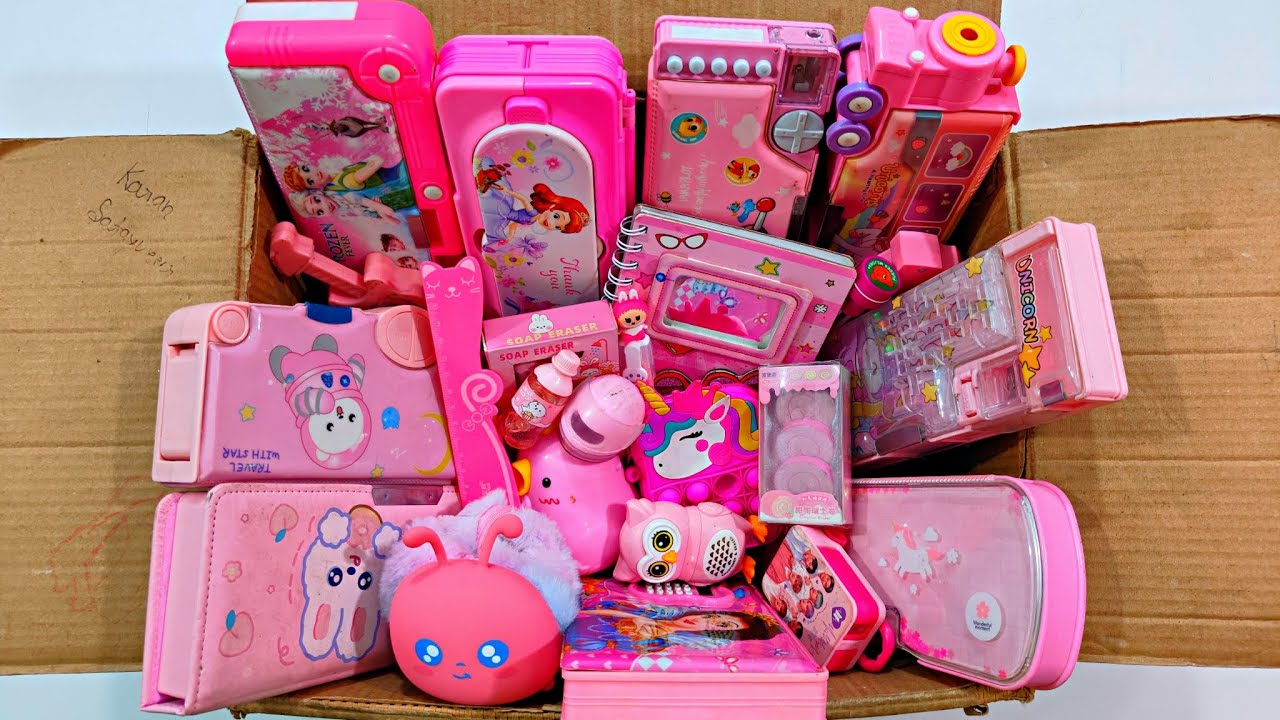 Surprise Pink Stationery Collection - Notebook, Jumbo Sharpener, Pencil Box, BTS Erasner, Pouch, Pen