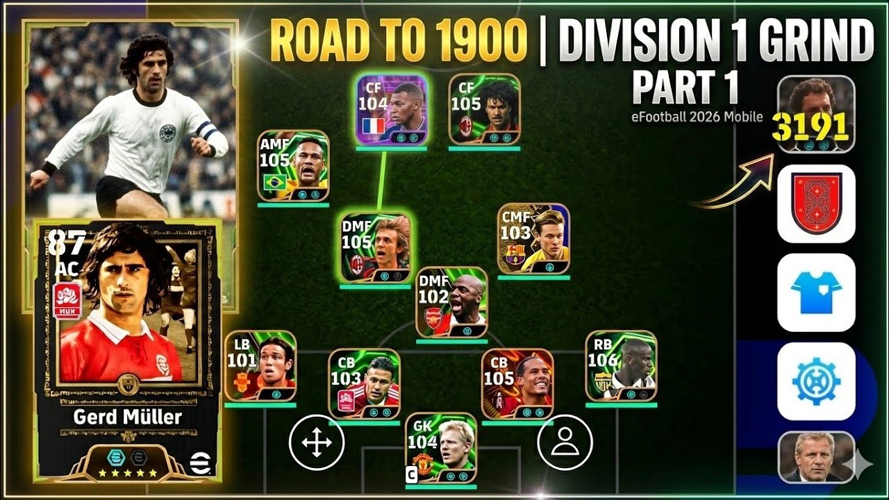 ROAD TO 1900 RATING! 🚀 GERD MÜLLER IS ...!! | eFootball 2026 Mobile (Part 1)