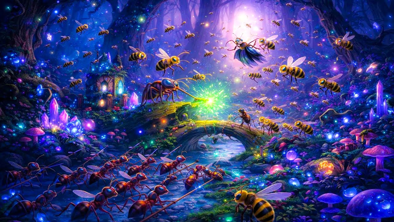 Epic Battle of Insects: Ants vs Bees in a Magical Forest 🌿🐜🐝Who will win? | Funny Insect Animation