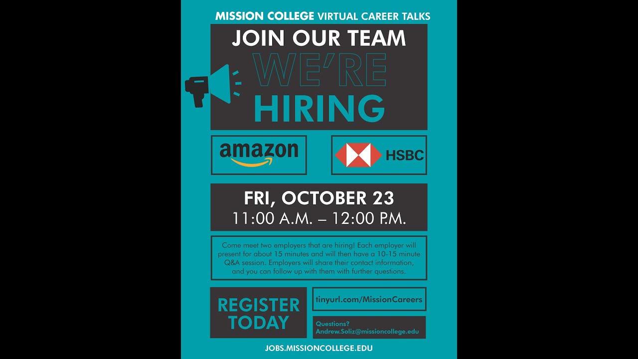 Mission College Virtual Career Talks Amazon and HSBC Bank