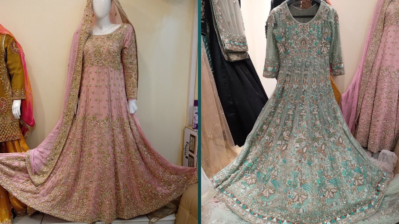 Latest Bridal Walima, Nikkah & Engagement Maxi With 3D Handwork || Affordable Walima Maxi With Tail