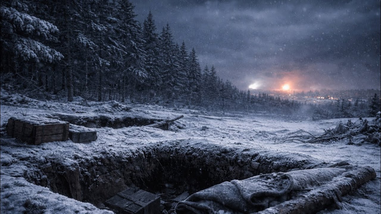 WWII Winter Battle Ambience | Distant Artillery Sounds at Bastogne