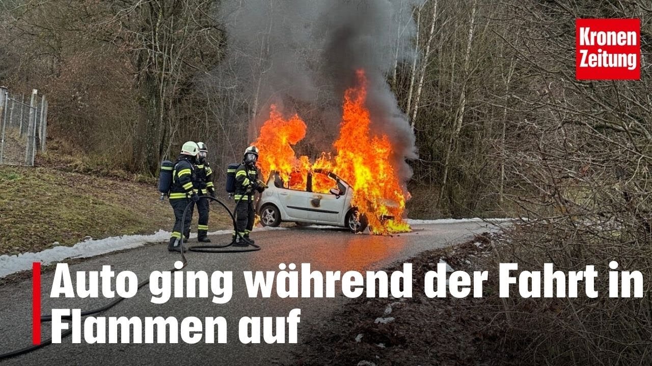 Auto ging während der Fahrt in Flammen auf I krone.tv NEWS
