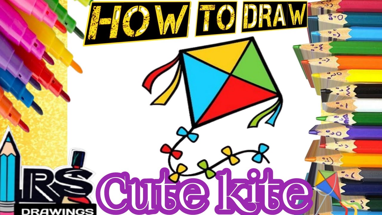 How to draw cute kite 🪁drawing,painting &coloring for kids&toddlers|kite festival🎉🥳🎈|Basant festival