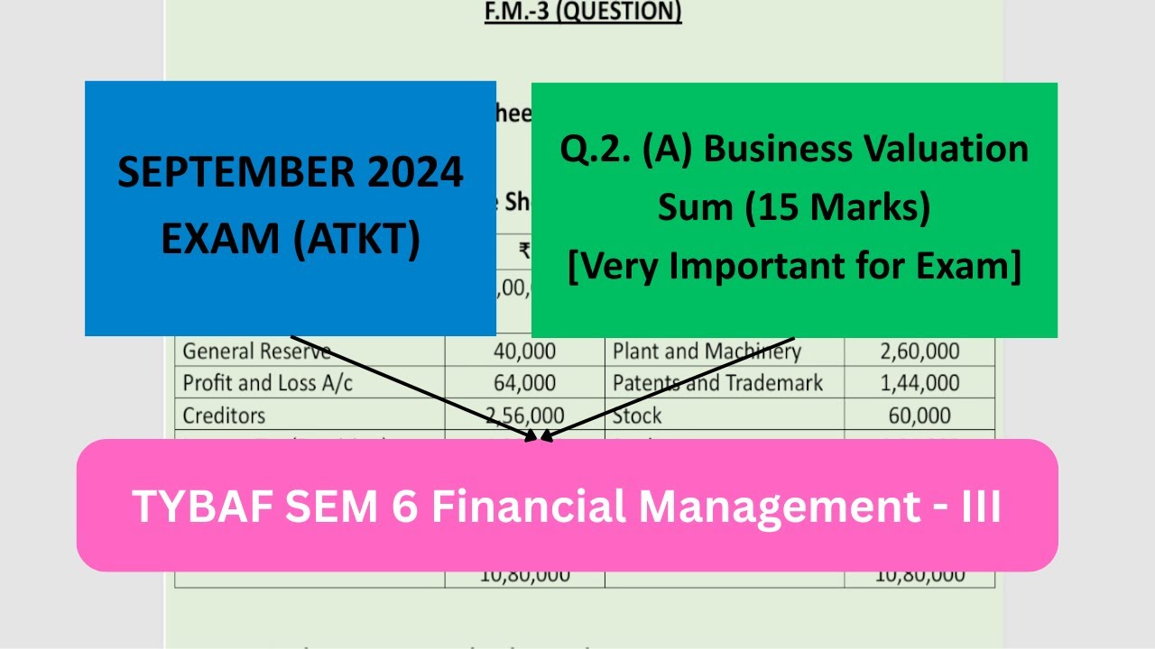 TYBAF SEM 6 Financial Management - III Sept 2024 [Q. 2 (A)] Business Valuation Sum